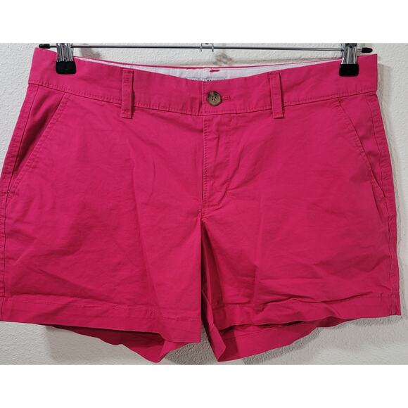 Old Navy Pink Fuchsia Flat Front Chino Shorts 8 Lightweight Soft Slashed Pockets - Picture 1 of 4